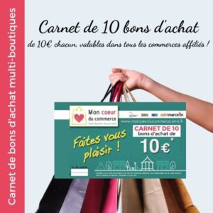 Carnet de 10 bons d'achat multiboutique - Mon Coeur du Commerce